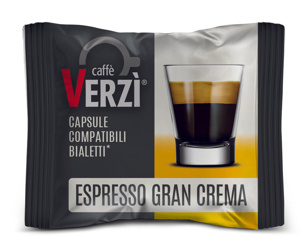 Capsule Caffè Verzì Miscela Espresso Gran Crema Compatibili Bialetti 100 Capsule