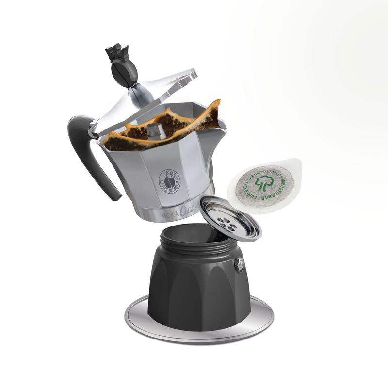 MokaCiao Caffettiera Da 3 Tazze con 15 Cialde Omaggio