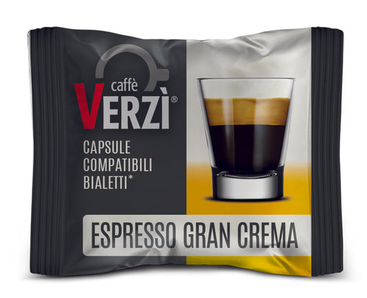 Capsule Caffè Verzì Miscela Espresso Gran Crema Compatibili Bialetti 100 Capsule